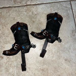 Two Cowboy Boot Wall Hooks